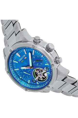 Montre automatique en acier Wilhelm - Argenté et bleu