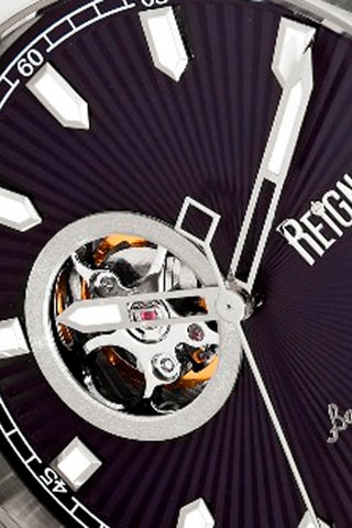 Montre automatique en cuir Bauer - Noir et argenté