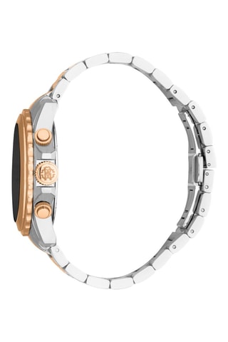 Montre à quartz en acier - Chronographe - Argenté et doré rose