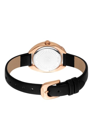 Montre à quartz en cuir - Noir et doré rose