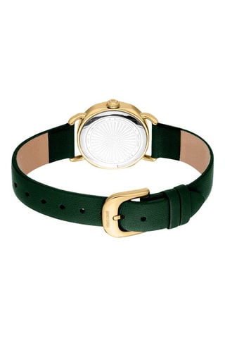 Montre à quartz en cuir - Vert et doré