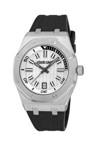 Montre à quartz en silicone - Noir et argenté