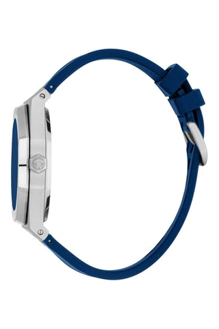 Montre à quartz en silicone - Bleu et argenté