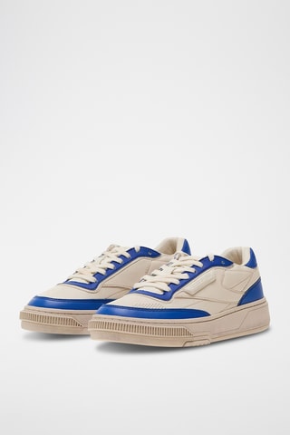 Leren Sneakers Club LTD Vintage R - Wit en Indigoblauw