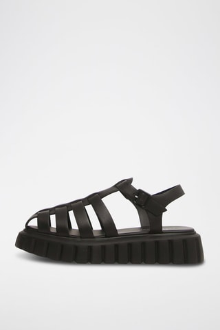 Sandales plateformes en cuir de veau Grenelle - Noir