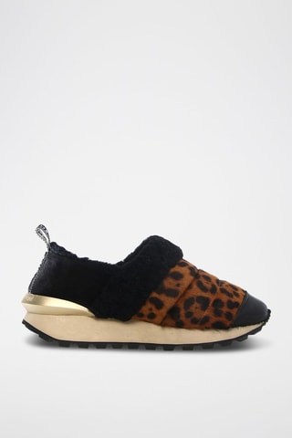 Slip-on fourrés en cuir - Marron