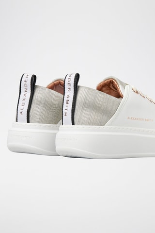 Baskets plateformes en cuir Wembley - Blanc et doré