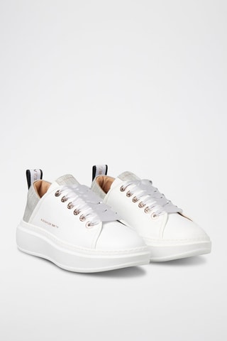 Baskets en cuir Wembley - Blanc et argenté