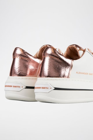 Baskets plateformes en cuir Lancaster - Blanc et doré rose