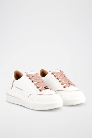 Baskets plateformes en cuir Lancaster - Blanc et nude