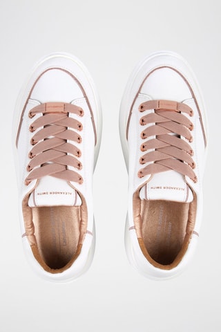 Baskets plateformes en cuir Lancaster - Blanc et nude