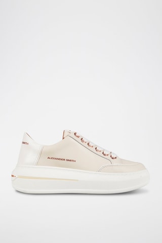 Baskets plateformes en cuir - Ecru et blanc