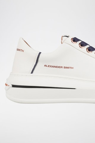 Baskets plateformes en cuir - Blanc et bleu marine