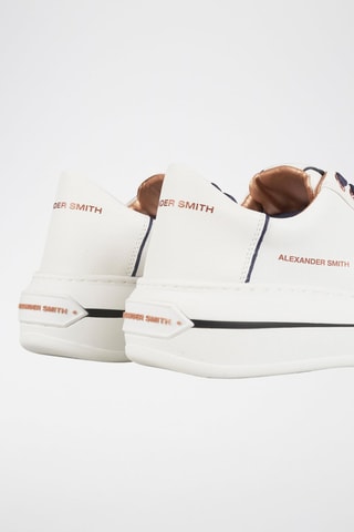 Baskets plateformes en cuir - Blanc et bleu marine