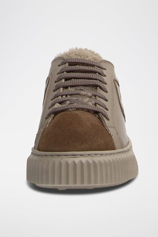 Baskets fourrées en cuir - Taupe