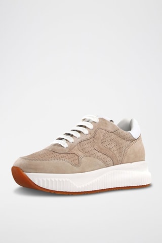 Baskets plateformes en nubuck - Beige