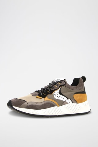 Baskets en cuir et nubuck  Club18 -  Anthracite et moutarde