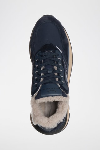Baskets fourrées en cuir - Bleu marine