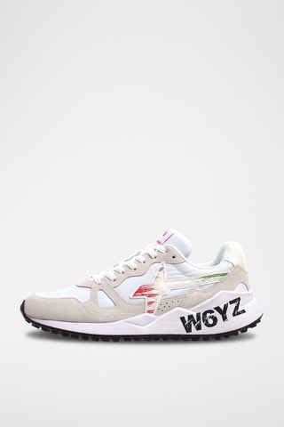 Sneakers en cuir Flag - Blanc et beige