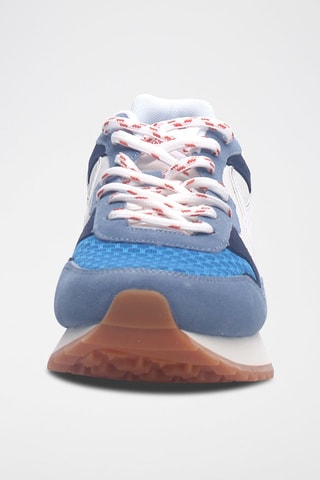 Baskets cuir de veau et nubuck  Yak -  Ciel et blanc