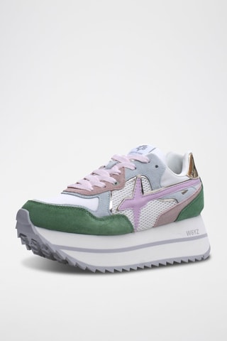 Baskets plateformes en nubuck  Deva -  Kaki et ciel