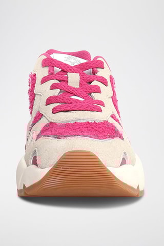 Baskets en nubuck - Beige et fuchsia