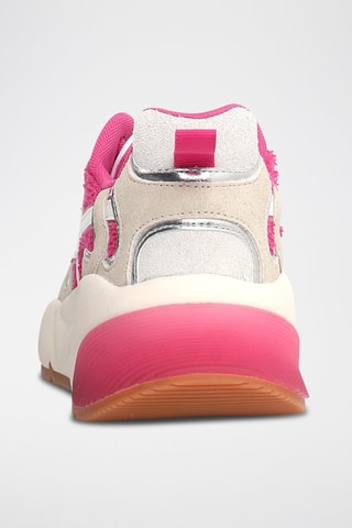 Baskets en nubuck - Beige et fuchsia