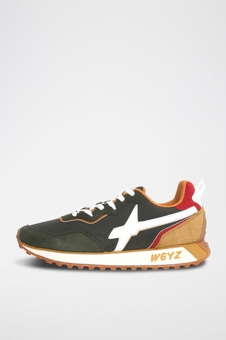 Baskets en nubuck - Kaki et blanc