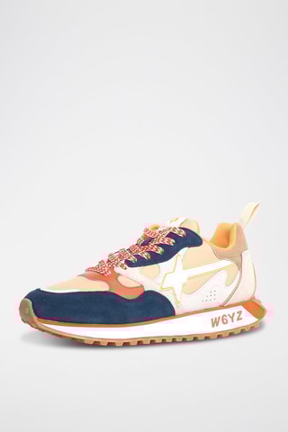 Baskets en cuir - Bleu clair et beige