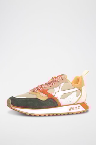 Baskets en cuir - Vert foncé et beige