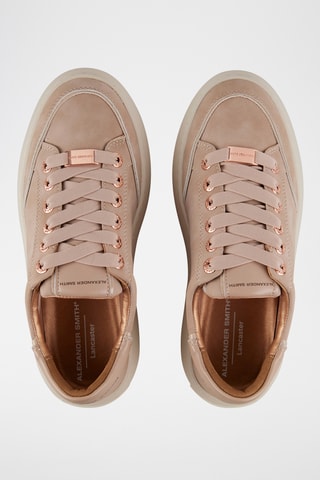 Baskets plateformes en cuir - Rose poudré