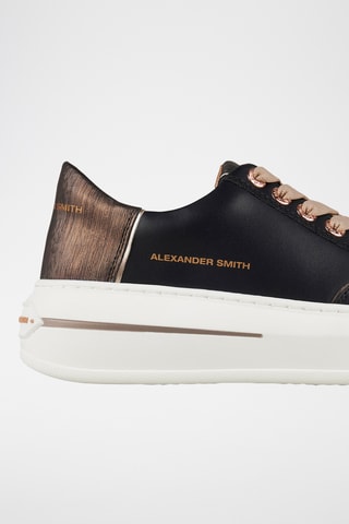 Baskets plateformes en cuir - Noir et doré