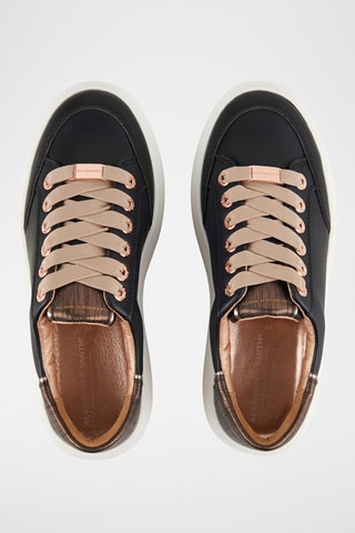 Baskets plateformes en cuir - Noir et doré
