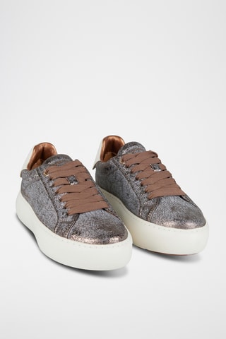 Baskets plateformes en cuir - Argenté