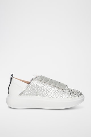 Baskets plateformes en cuir - Argenté
