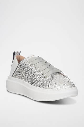 Baskets plateformes en cuir - Argenté