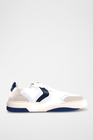 Baskets en cuir - Blanc et bleu marine