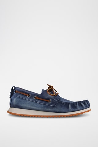 Chaussures bateau en nubuck - Bleu marine