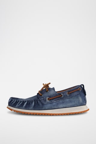 Chaussures bateau en nubuck - Bleu marine