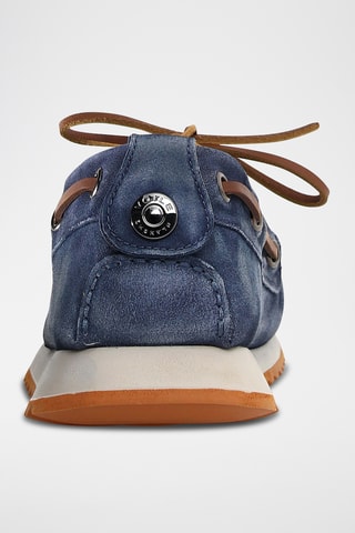 Chaussures bateau en nubuck - Bleu marine