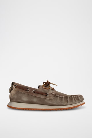 Chaussures bateau en nubuck - Taupe