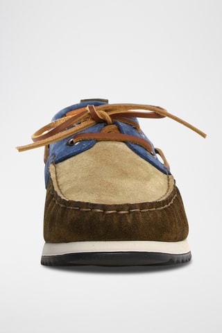 Chaussures bateau en nubuck - Beige et kaki
