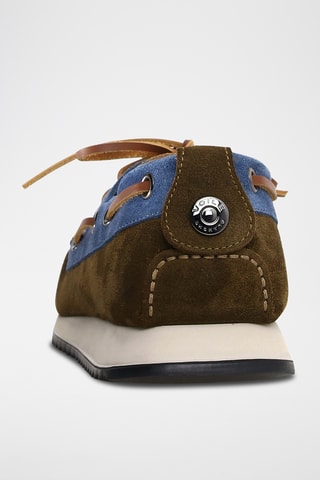 Chaussures bateau en nubuck - Beige et kaki