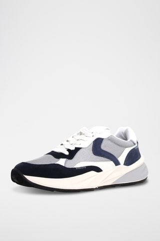 Baskets en cuir - Gris et bleu marine