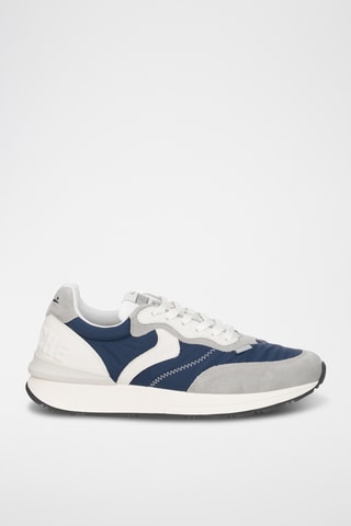 Baskets en cuir - Gris clair et bleu marine