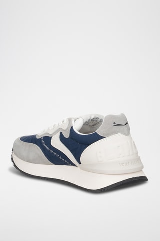 Baskets en cuir - Gris clair et bleu marine