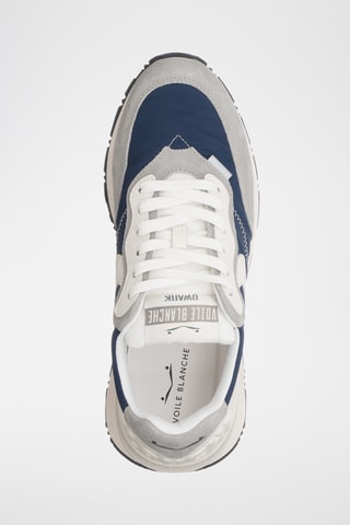 Baskets en cuir - Gris clair et bleu marine