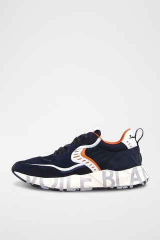 Baskets en cuir - Bleu marine et orange