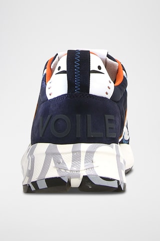 Baskets en cuir - Bleu marine et orange