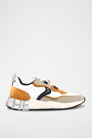 Baskets en cuir - Blanc et orange